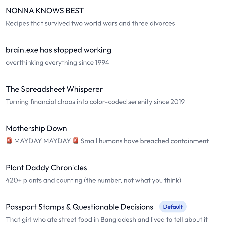 Publications management dashboard showing different newsletter topics and branding